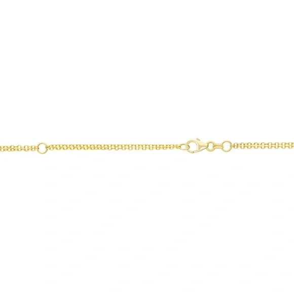14K yellow gold 2 row cable heart necklace - Picture 3 of 5
